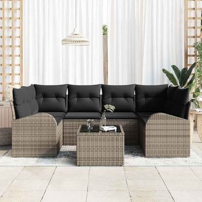 Garten-Sofa-Set 7 pcs Grau 55 x 55 x 37 cm Poly Rattan