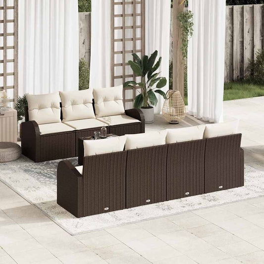 Garten-Sofa-Set 8 pcs Braun 55 x 55 x 37 cm Poly-Rattan