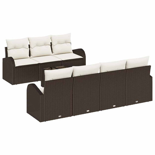 Garten-Sofa-Set 8 pcs Braun 55 x 55 x 37 cm Poly-Rattan