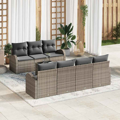 Garten-Sofa-Set 8 pcs Grau 55 x 55 x 37 cm Poly-Rattan