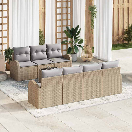 Garten-Sofa-Set 8 pcs Beige 55 x 55 x 37 cm Poly-Rattan