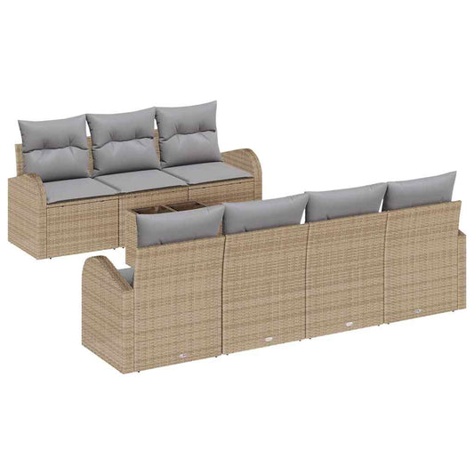Garten-Sofa-Set 8 pcs Beige 55 x 55 x 37 cm Poly-Rattan