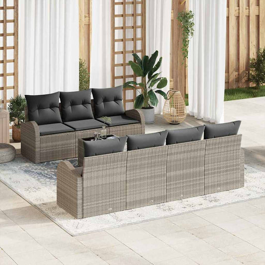 Garten-Sofa-Set 8 pcs Hellgrau 55 x 55 x 37 cm Poly-Rattan