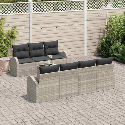 Garten-Sofa-Set 8 pcs Hellgrau 55 x 55 x 37 cm Poly-Rattan