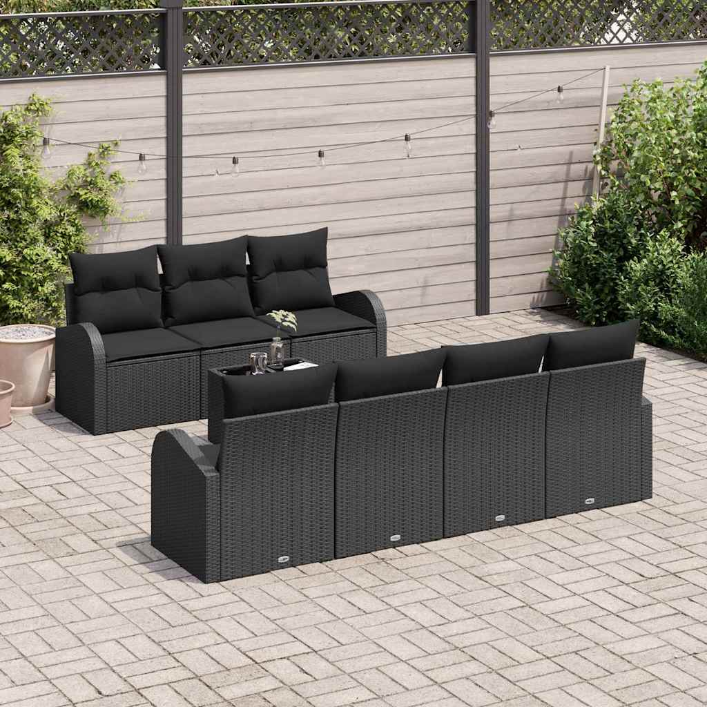 Garten-Sofa-Set 8 pcs Schwarz 55 x 55 x 37 cm Poly-Rattan