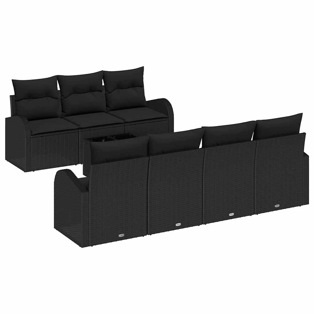 Garten-Sofa-Set 8 pcs Schwarz 55 x 55 x 37 cm Poly-Rattan