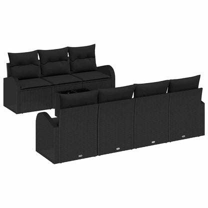 Garten-Sofa-Set 8 pcs Schwarz 55 x 55 x 37 cm Poly-Rattan