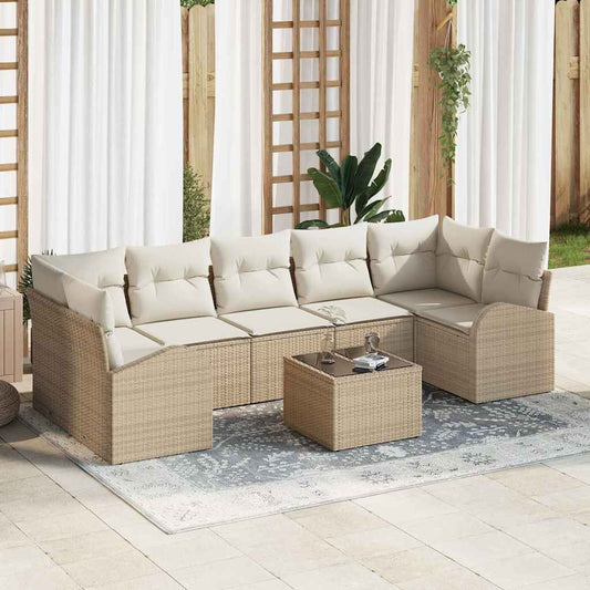 Garten-Sofa-Set 8 pcs Beige 55 x 55 x 37 cm Poly-Rattan