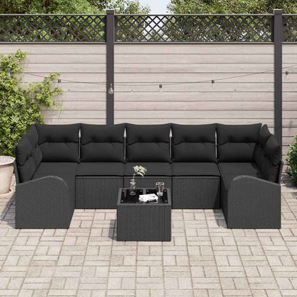Garten-Sofa-Set 8 pcs Schwarz 55 x 55 x 37 cm Poly-Rattan