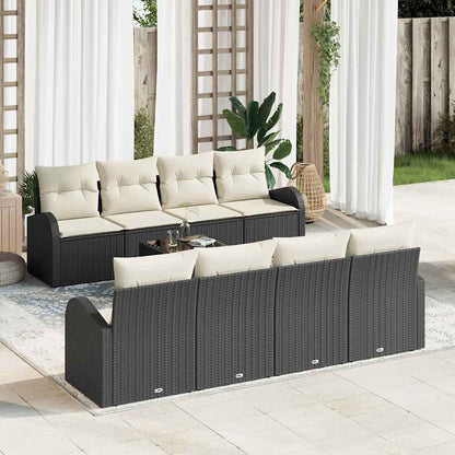 Garten-Sofa-Set 7 pcs Schwarz und Beige 55 x 55 x 37 cm