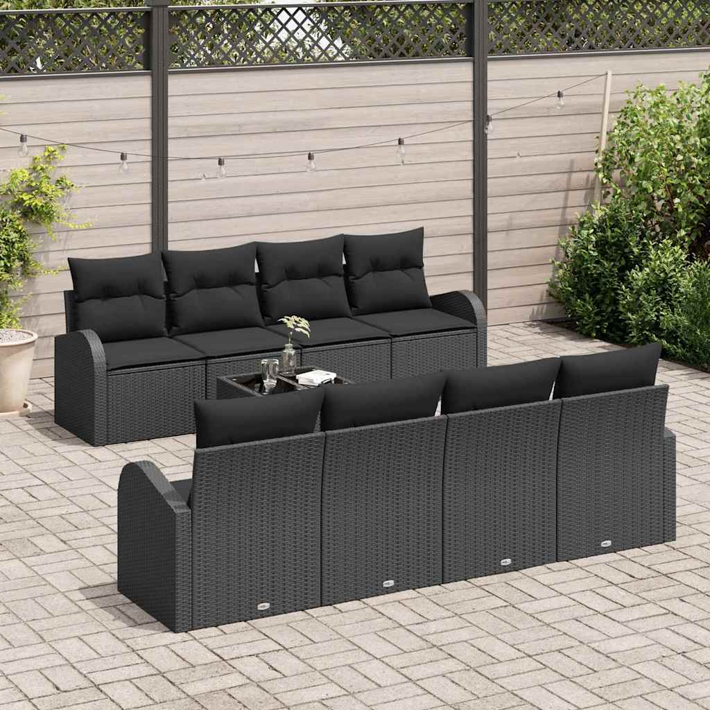 Garten-Sofa-Set 7 pcs Schwarz 55 x 55 x 37 cm Poly-Rattan