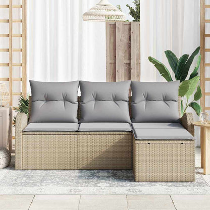Garten-Sofa-Set mit Kissen 4 pcs Beige Poly Rattan