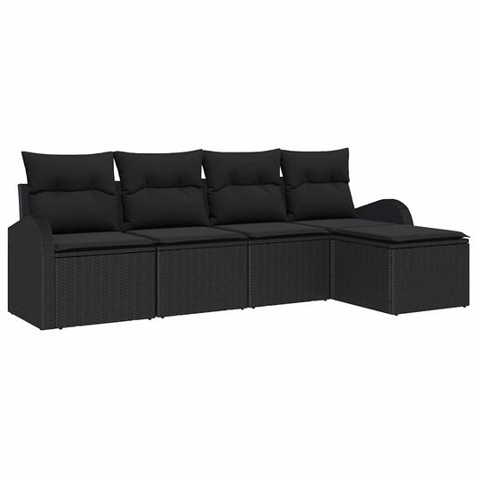 Gartensofa-set 5 pcs Schwarz Poly-Rattan