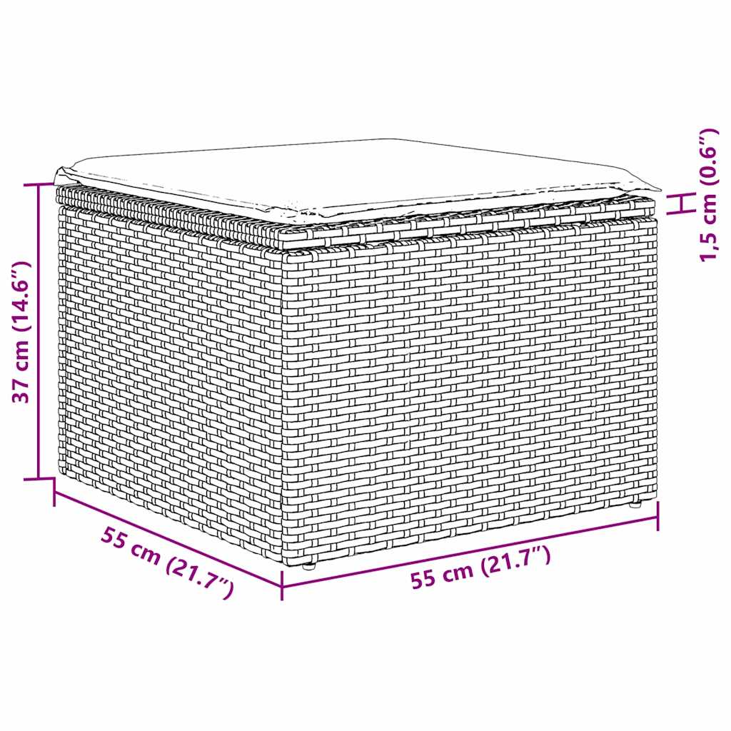 Gartensofa-set 6 pcs Schwarz Poly-Rattan