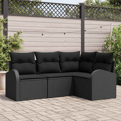 Gartensofa-set 4 pcs Schwarz Poly-Rattan
