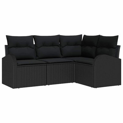 Gartensofa-set 4 pcs Schwarz Poly-Rattan