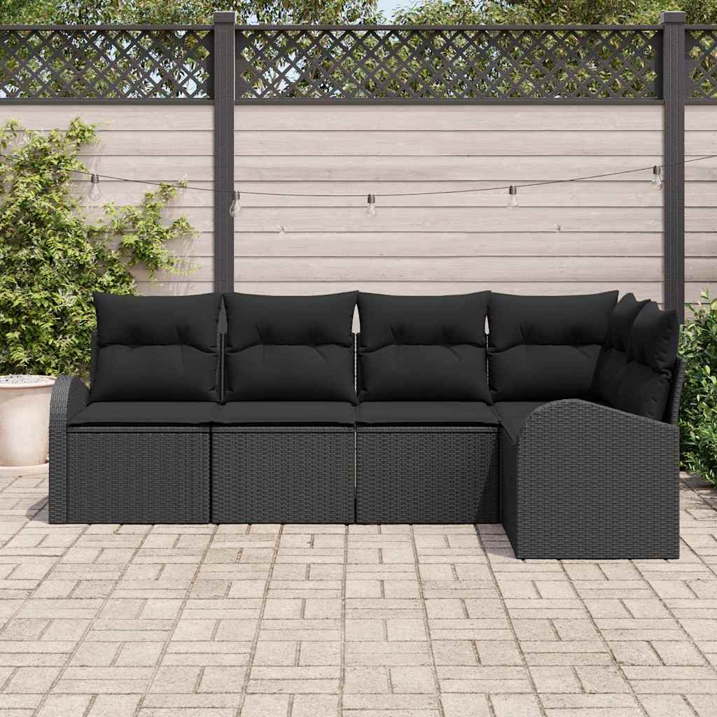 Sofa Set mit Kissen Schwarz Polyester