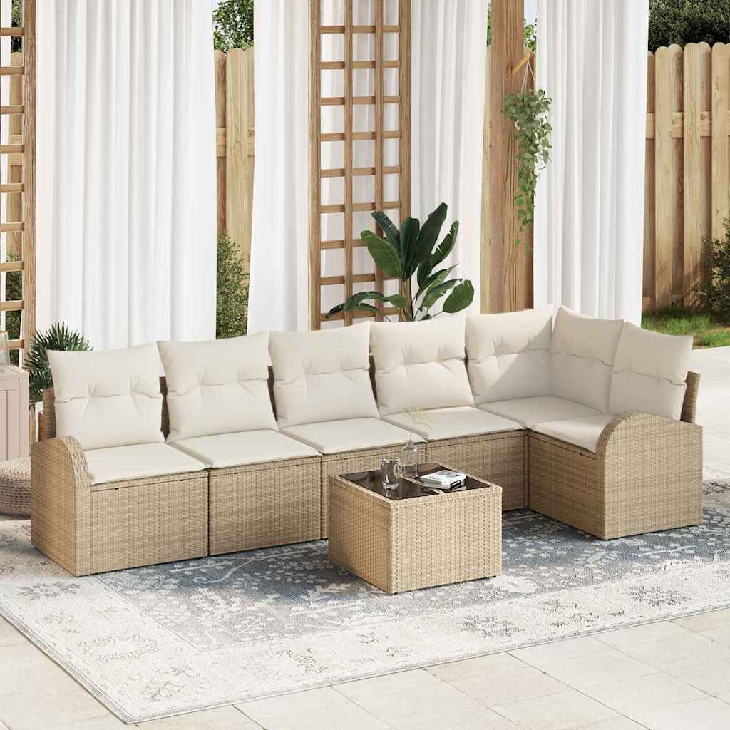 Gartensofa-set 7 pcs Beige Poly-Rattan