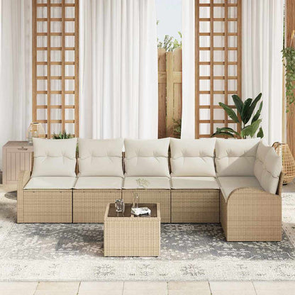 Gartensofa-set 7 pcs Beige Poly-Rattan