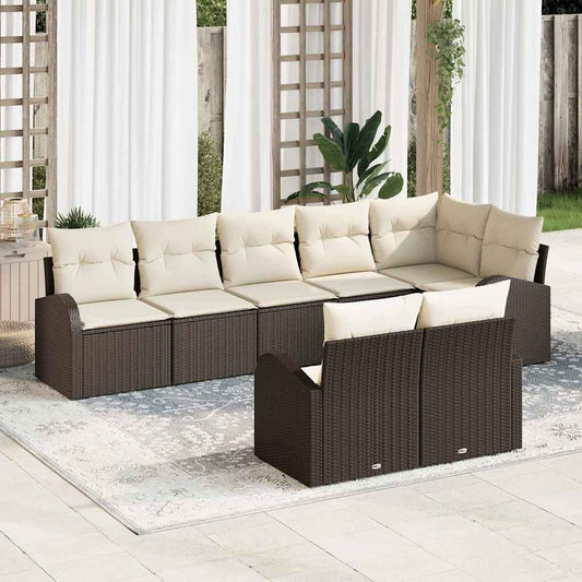 Garten-Sofa-Set mit Kissen 8 pcs 289 x 124 x 85 cm Poly Rattan