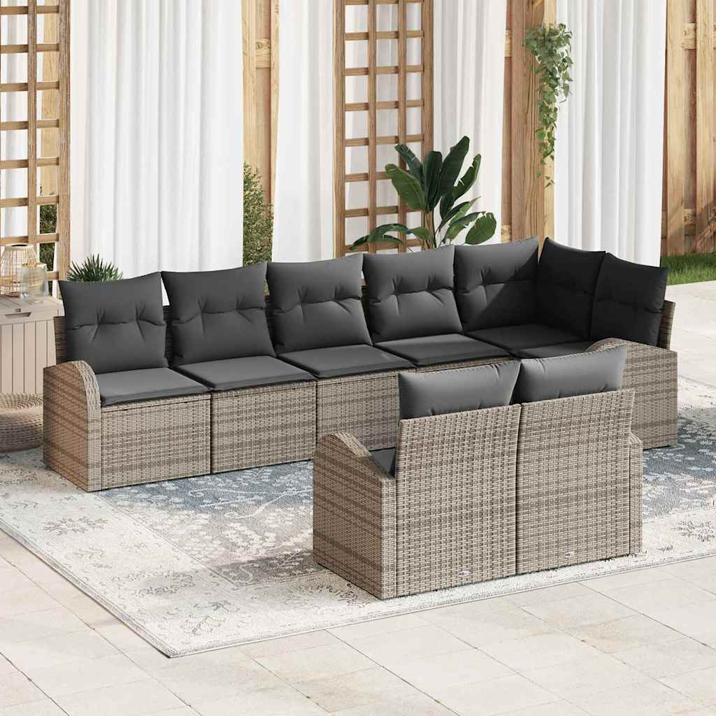 Garten-Sofa-Set mit Kissen 8 pcs 289 x 124 x 85 cm Poly Rattan