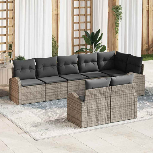Garten-Sofa-Set mit Kissen 8 pcs 289 x 124 x 85 cm Poly Rattan