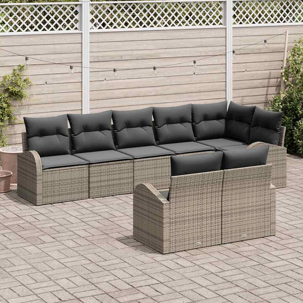 Garten-Sofa-Set mit Kissen 8 pcs 289 x 124 x 85 cm Poly Rattan