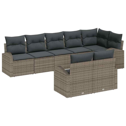 Garten-Sofa-Set mit Kissen 8 pcs 289 x 124 x 85 cm Poly Rattan
