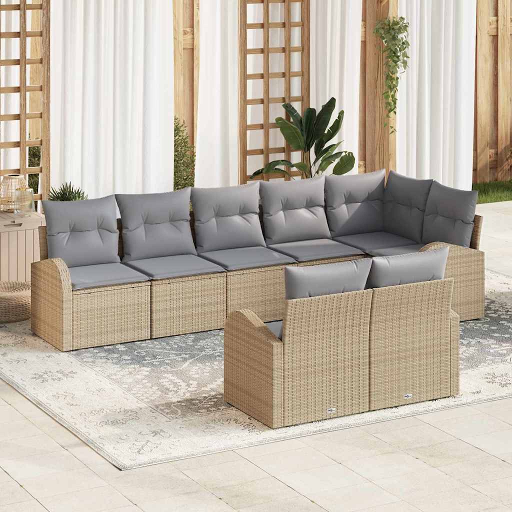 Garten-Sofa-Set mit Kissen 8 pcs 289 x 124 x 85 cm Poly Rattan
