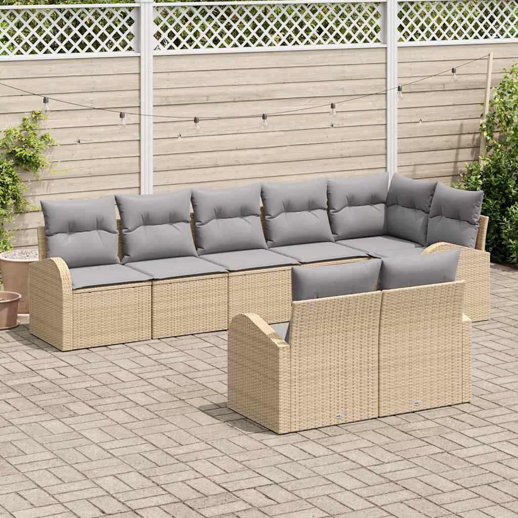 Garten-Sofa-Set mit Kissen 8 pcs 289 x 124 x 85 cm Poly Rattan