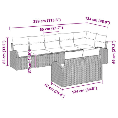 Garten-Sofa-Set mit Kissen 8 pcs 289 x 124 x 85 cm Poly Rattan