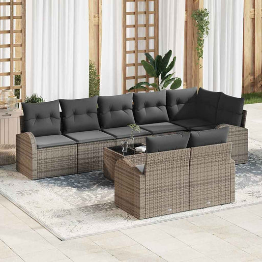 Garten-Sofa-Set mit Kissen 9 pcs 289 x 124 x 85 cm Poly Rattan