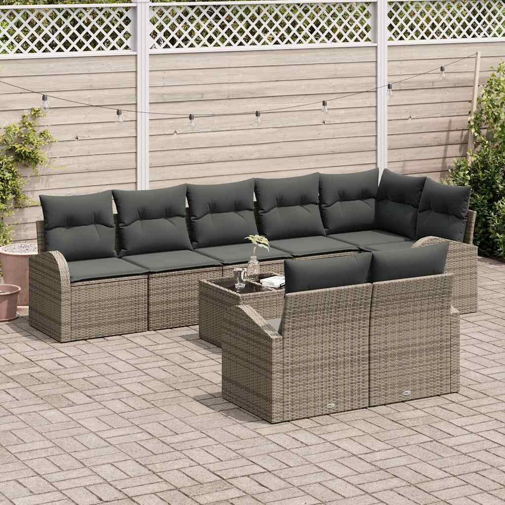 Garten-Sofa-Set mit Kissen 9 pcs 289 x 124 x 85 cm Poly Rattan