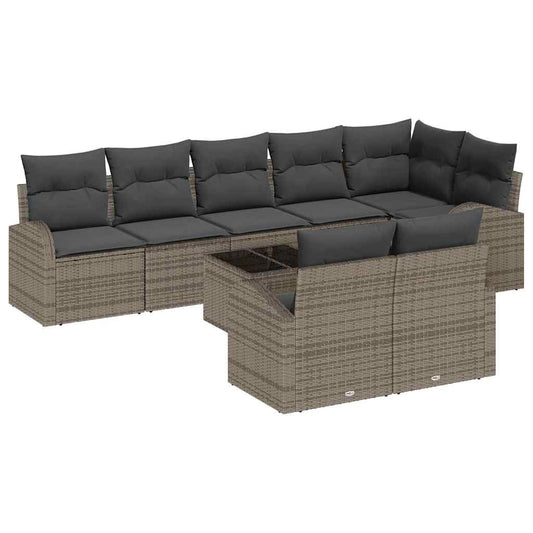 Garten-Sofa-Set mit Kissen 9 pcs 289 x 124 x 85 cm Poly Rattan