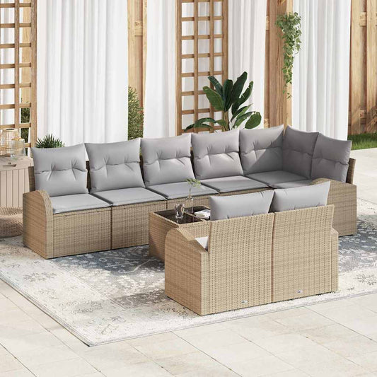 Garten-Sofa-Set 9 pcs Beige 55 x 55 x 37 cm Poly Rattan