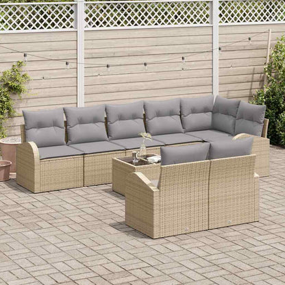 Garten-Sofa-Set 9 pcs Beige 55 x 55 x 37 cm Poly Rattan