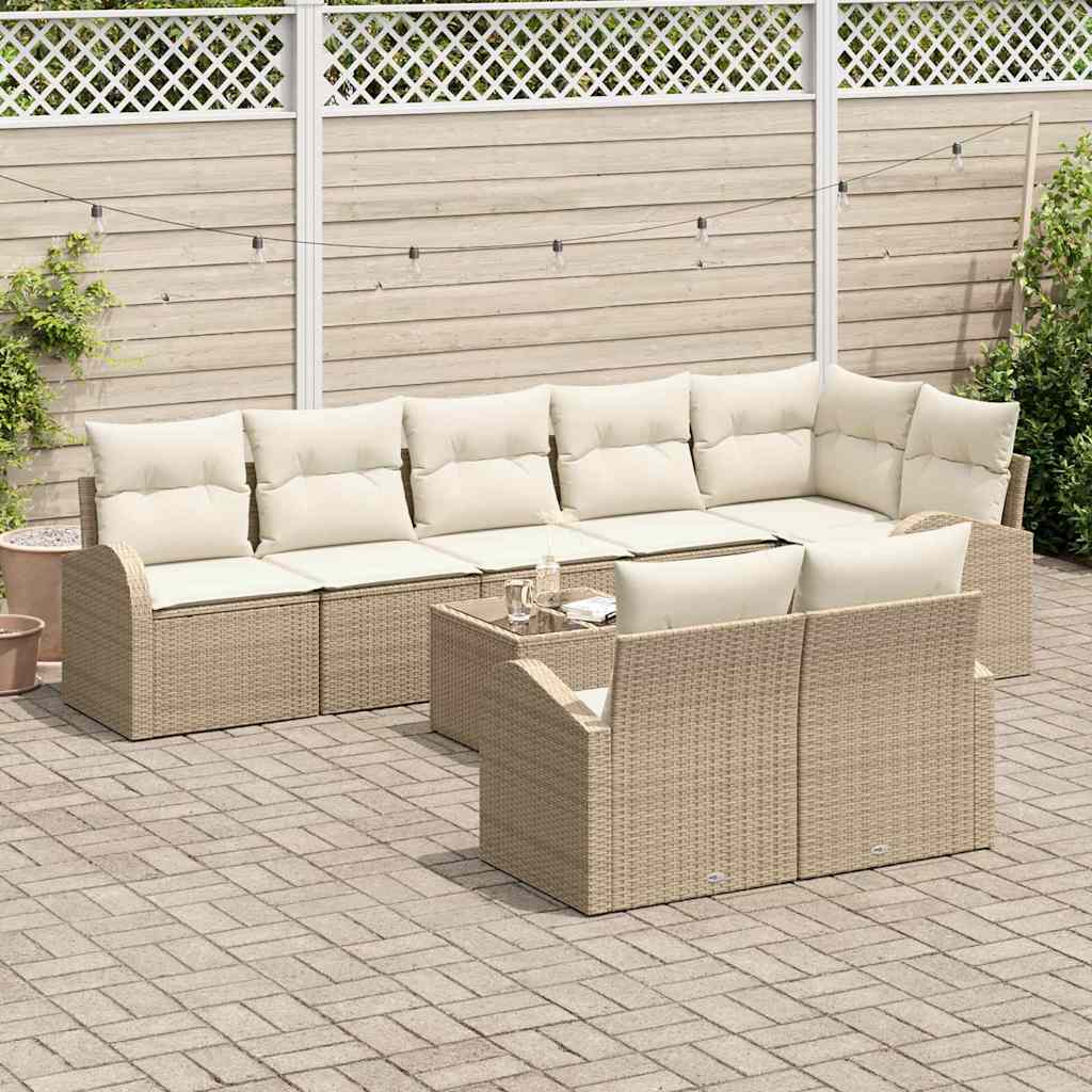 Garten-Sofa-Set mit Kissen 9 pcs 289 x 124 x 85 cm Poly Rattan