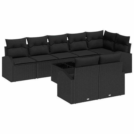 Garten-Sofa-Set mit Kissen 9 pcs 289 x 124 x 85 cm Poly Rattan