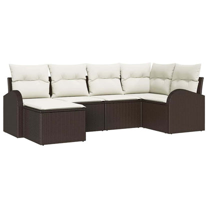 Garten-Sofa-Set mit Kissen 6 pcs Braun Poly Rattan