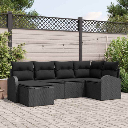 Gartensofa-set 6 pcs Schwarz Poly-Rattan
