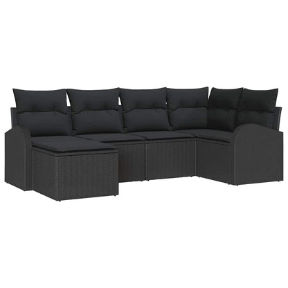Gartensofa-set 6 pcs Schwarz Poly-Rattan