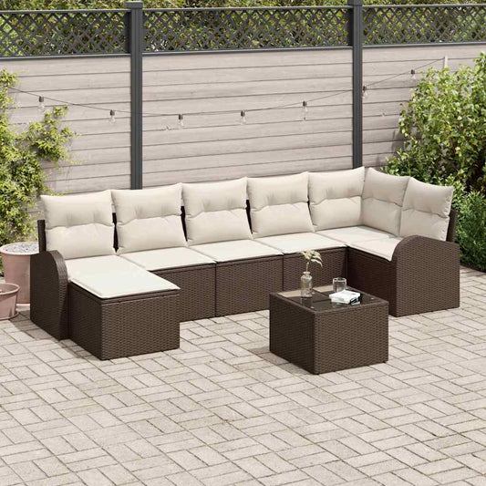 Garten-Sofa-Set mit Kissen 8 pcs Braun Poly Rattan