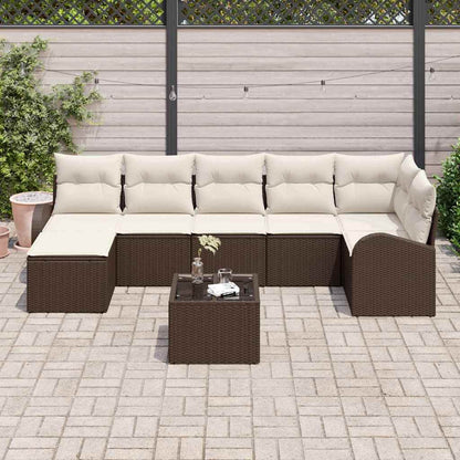 Garten-Sofa-Set mit Kissen 8 pcs Braun Poly Rattan