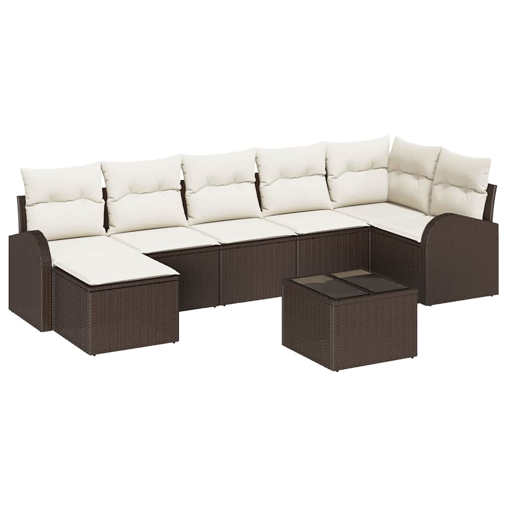 Garten-Sofa-Set mit Kissen 8 pcs Braun Poly Rattan