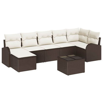 Garten-Sofa-Set mit Kissen 8 pcs Braun Poly Rattan