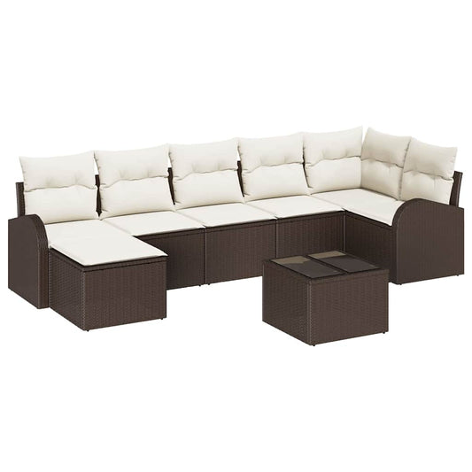 Garten-Sofa-Set mit Kissen 8 pcs Braun Poly Rattan