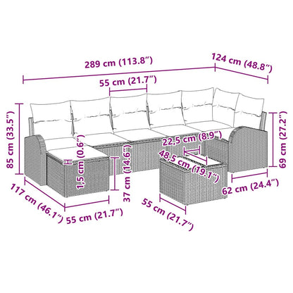 Garten-Sofa-Set mit Kissen 8 pcs Grau Poly Rattan