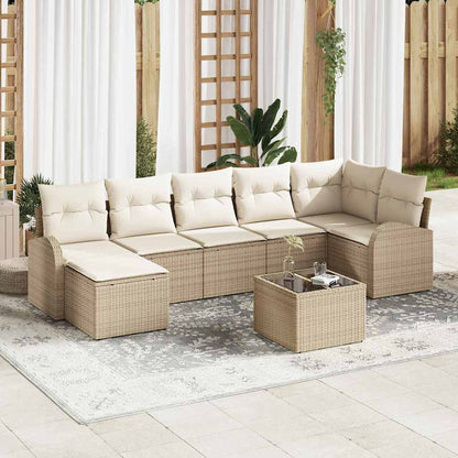 Garten-Sofa-Set mit Kissen 8 pcs Beige Poly Rattan