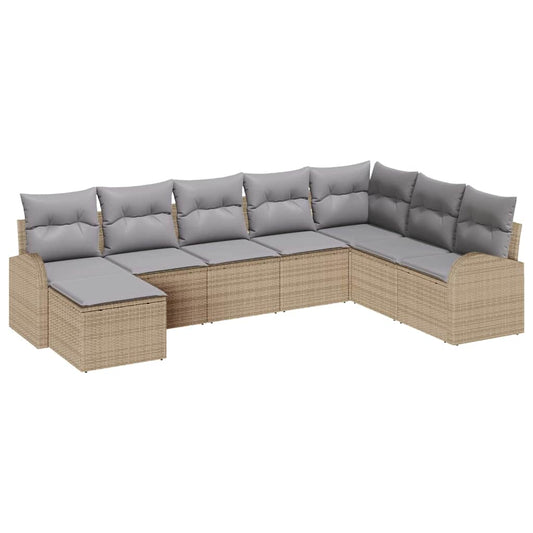 Garten-Sofa-Set mit Kissen 8 pcs Beige Poly Rattan