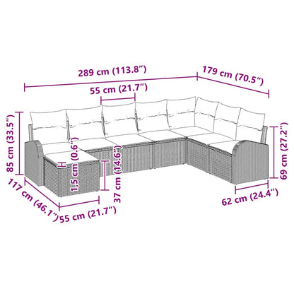 Gartensofa-set mit Kissen 8 pcs Schwarz Poly Rattan